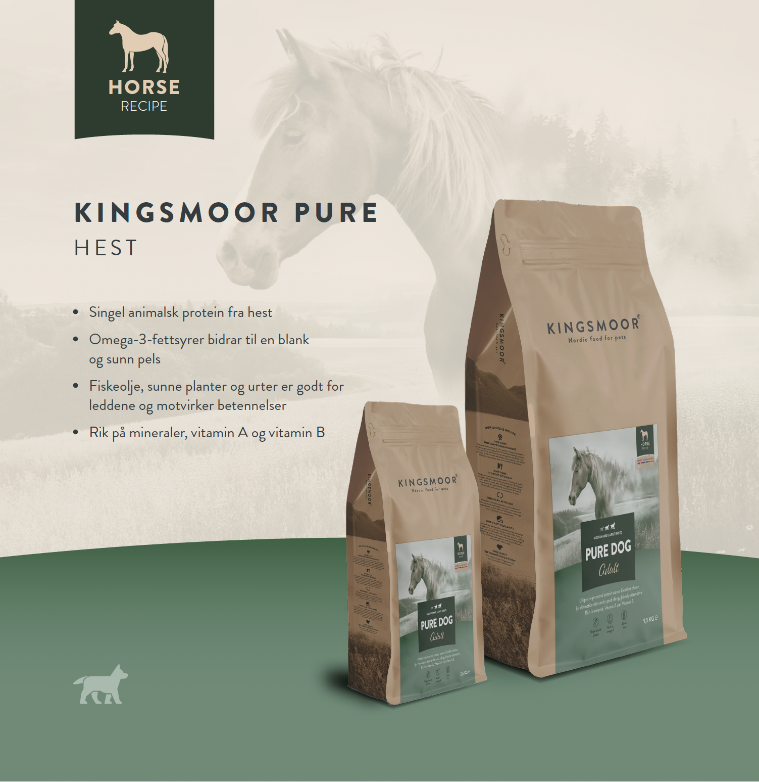 Kingsmoor Mellom og Stor Hund Hest - Pure Horse Large Dog