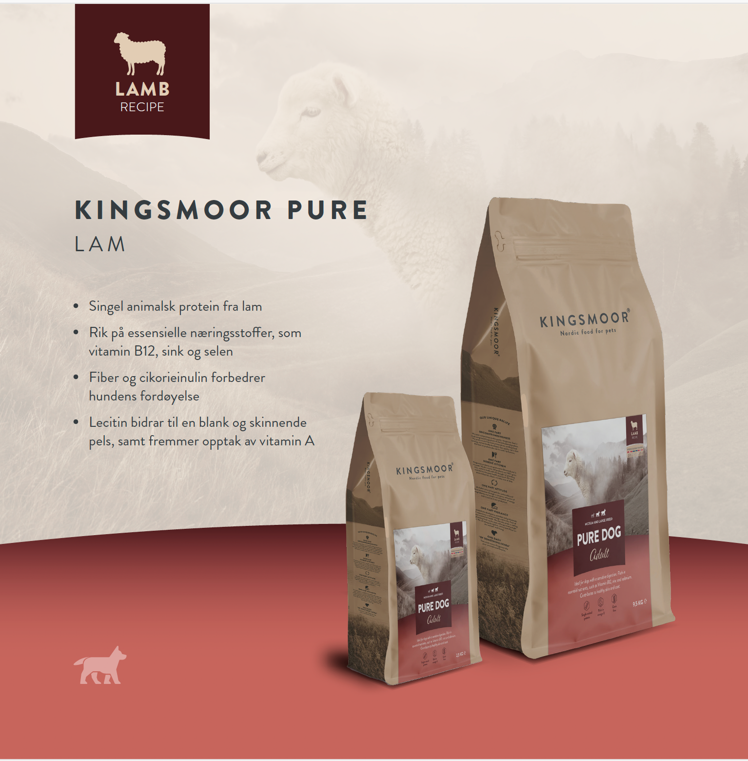 Kingsmoor Mellom og Stor Hund Lam - Pure Lamb Large Dog
