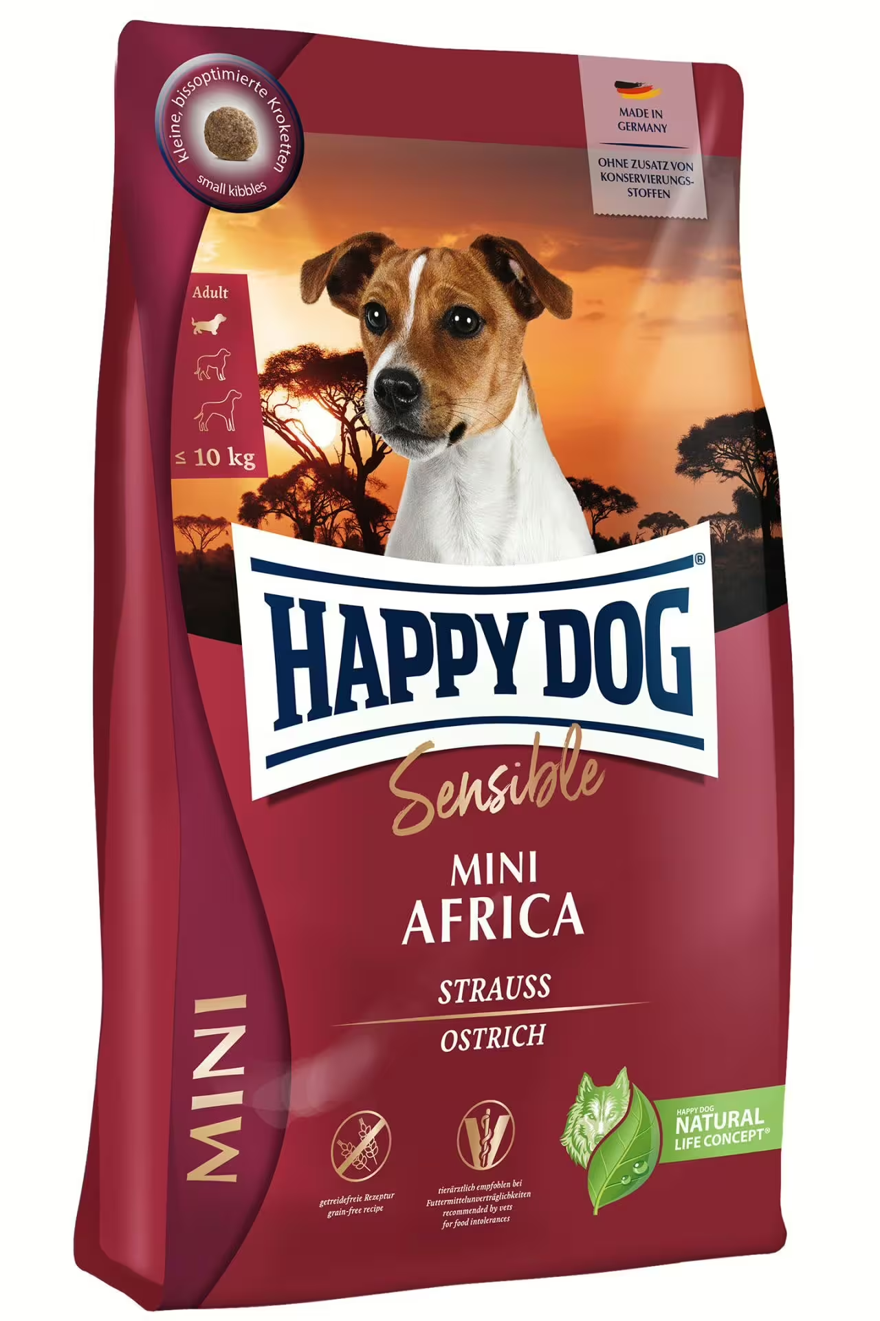 Happy Dog Sensible Mini Africa 4Kg M/Afrikansk Struts