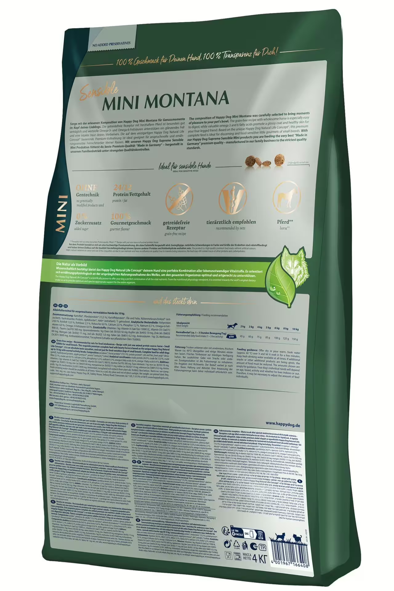 Happy Dog Sensible Mini Montana 4Kg M/Hest