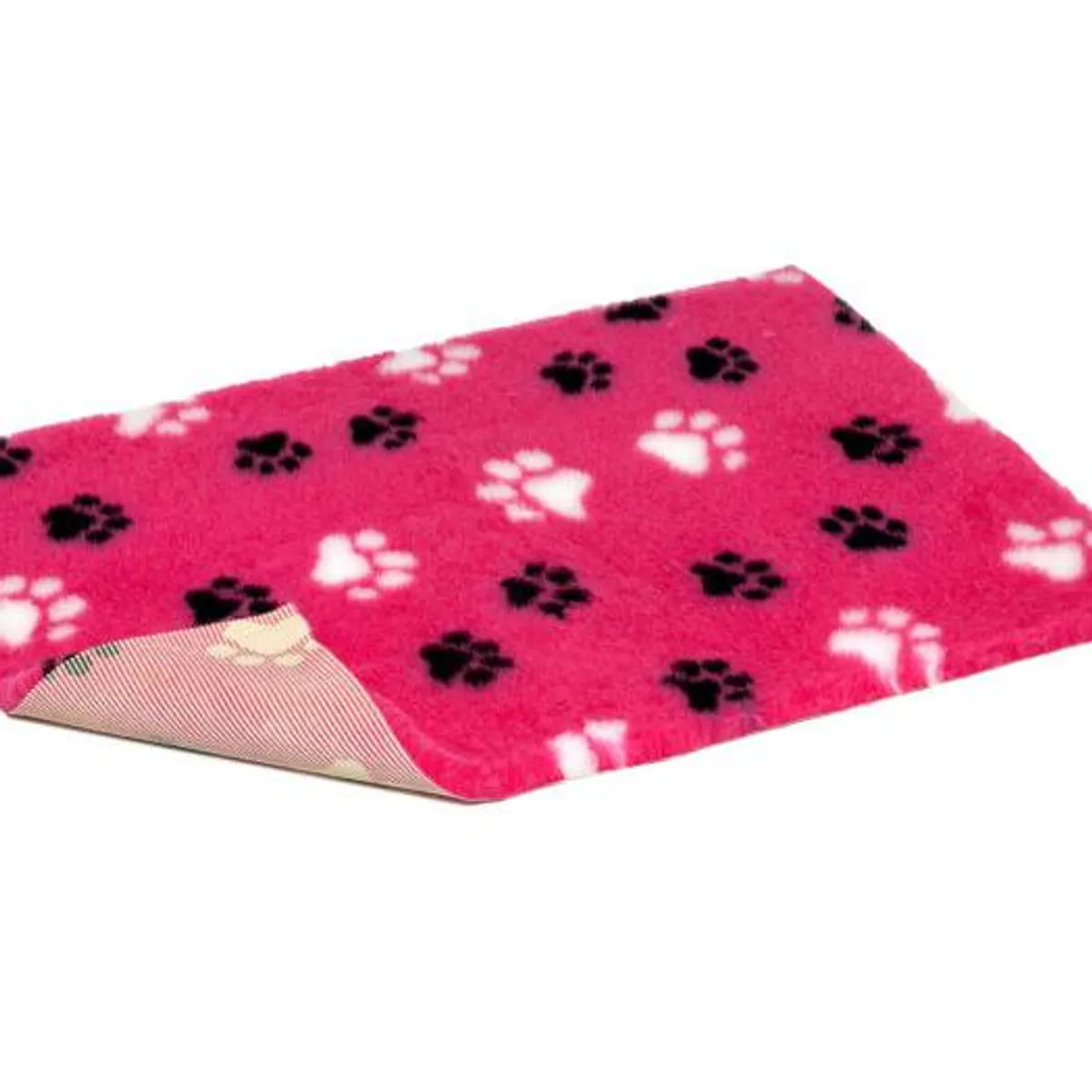 Vetbed 50x75cm Duo-Paw Cerise with Black & White Paws, Petlife Original