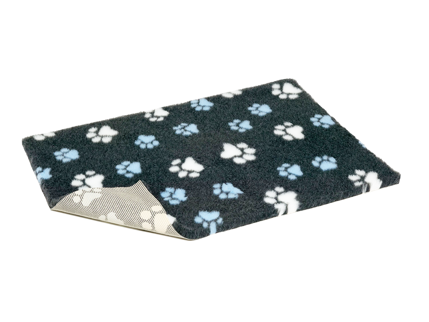 Vetbed 50x75cm Duo-Paw Charcoal / Blue & White Paws, Petlife Original