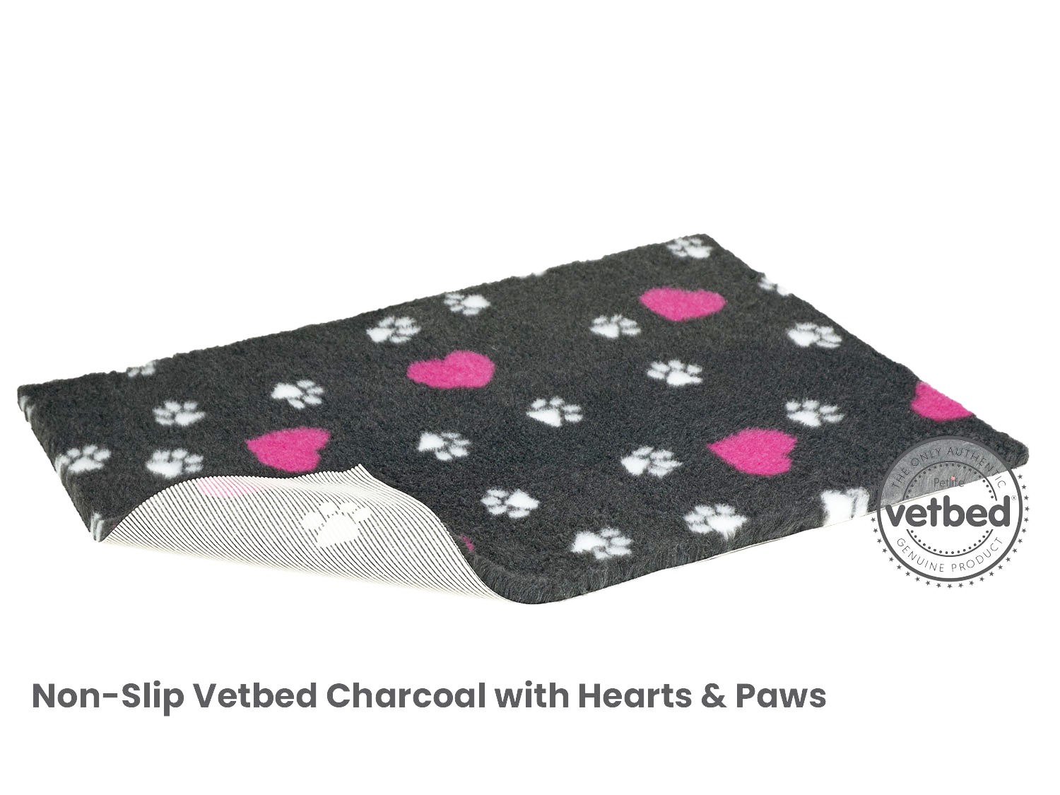 Vetbed 50x75cm  with Pink Hearts and Paws, Petlife Original