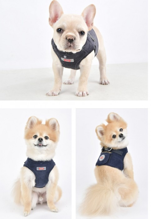 Puppia Classy Harness B Fersken/Grå/Blå // Peach/Grey/Navy
