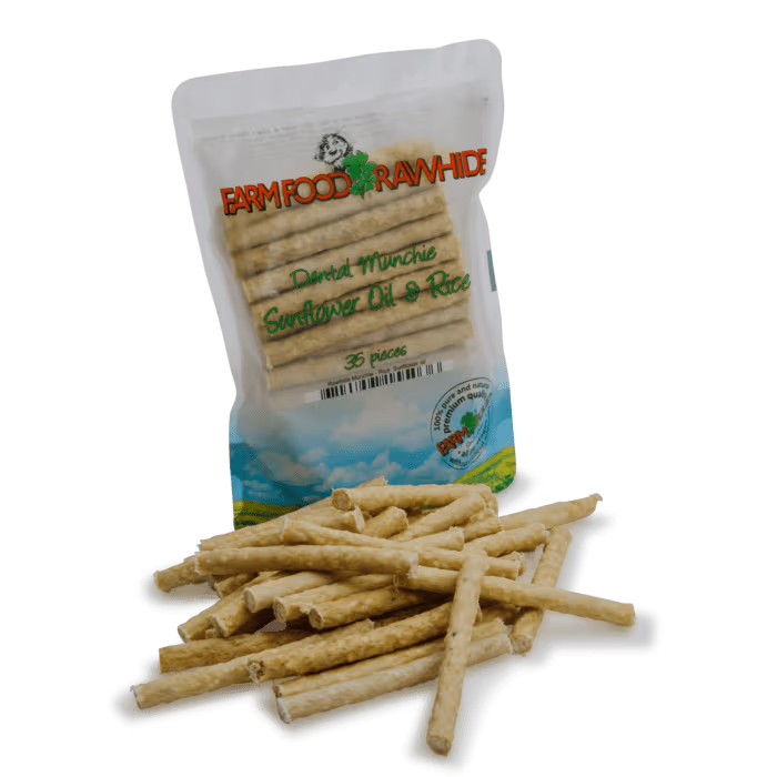 Farm Food Rawhide Munchie Sunflower Oil & Rice 35stk pose - Solsikkeolje og Ris