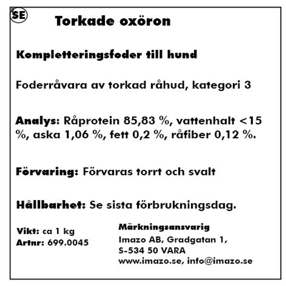 Storfeøre uten pels 1 kg