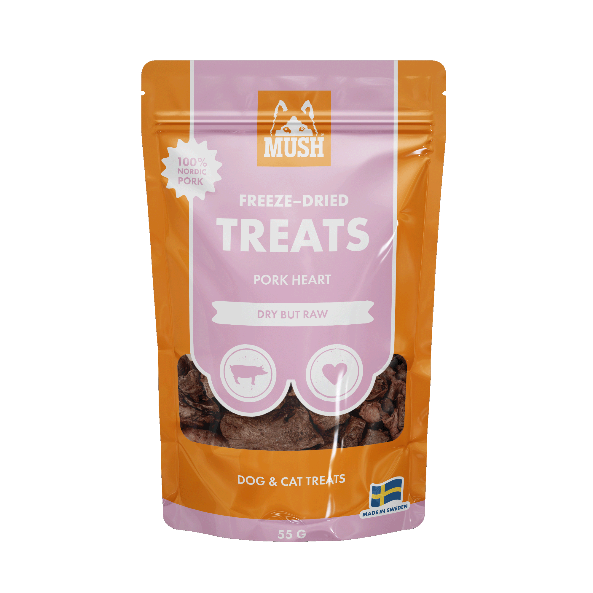 MUSH Treats Frysetørket Svinehjerte 50g