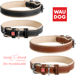 Collar Dobbelts. Lærhalsbånd "Waudog Soft"