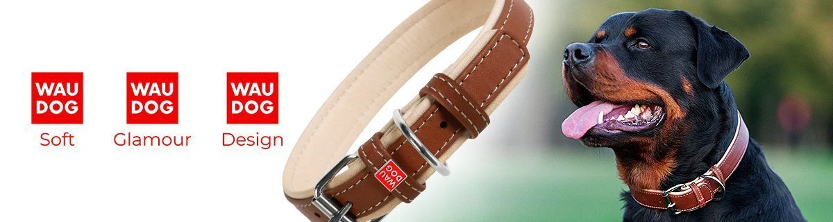 Collar Dobbelts. Lærhalsbånd "Waudog Soft"