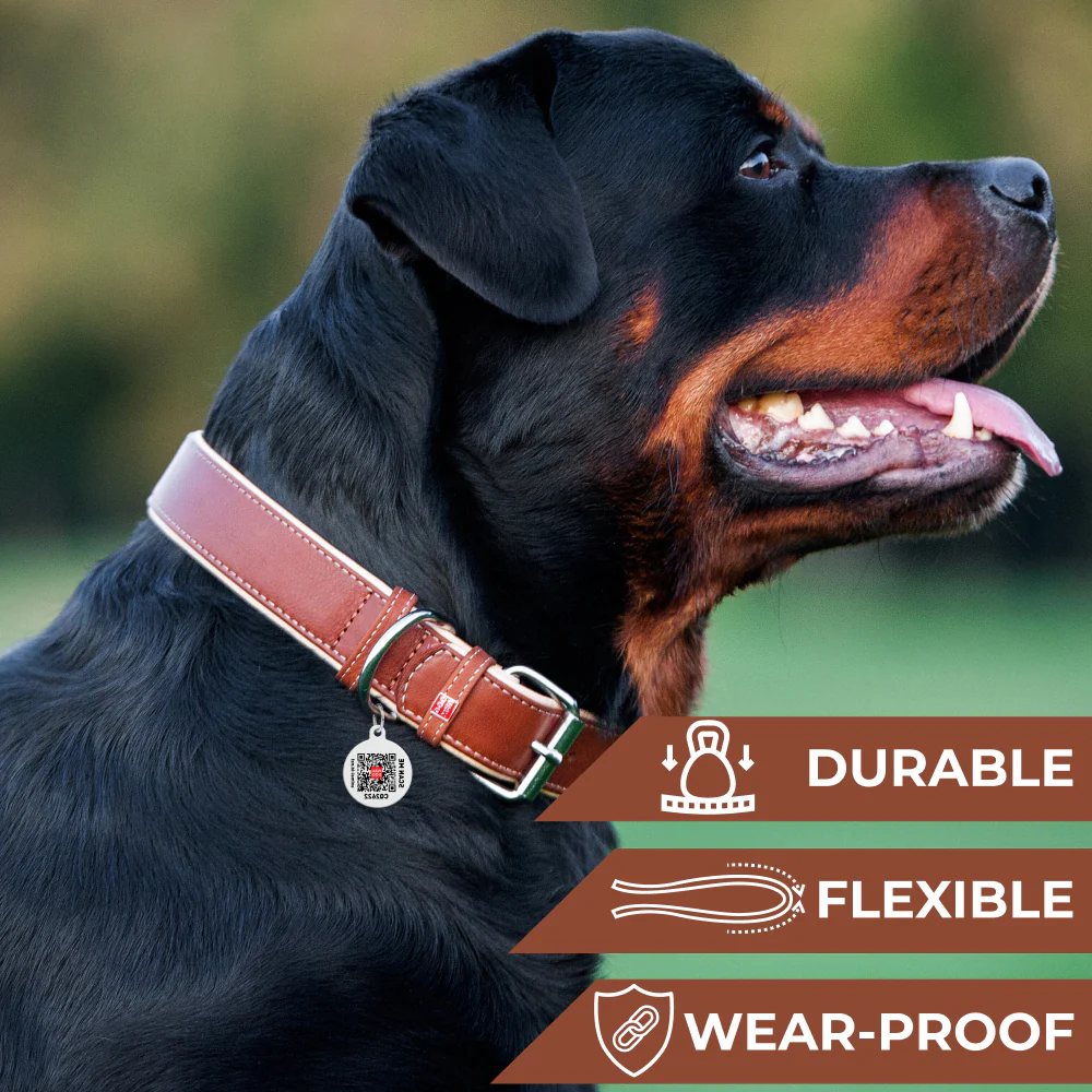 Collar Dobbelts. Lærhalsbånd "Waudog Soft"