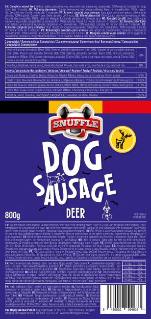 Snuffle Hundepølse M/Viltkjøtt 800g