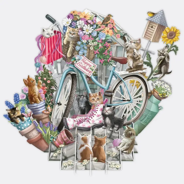 Kattungar vid cykeln (6 kort med kuvert)