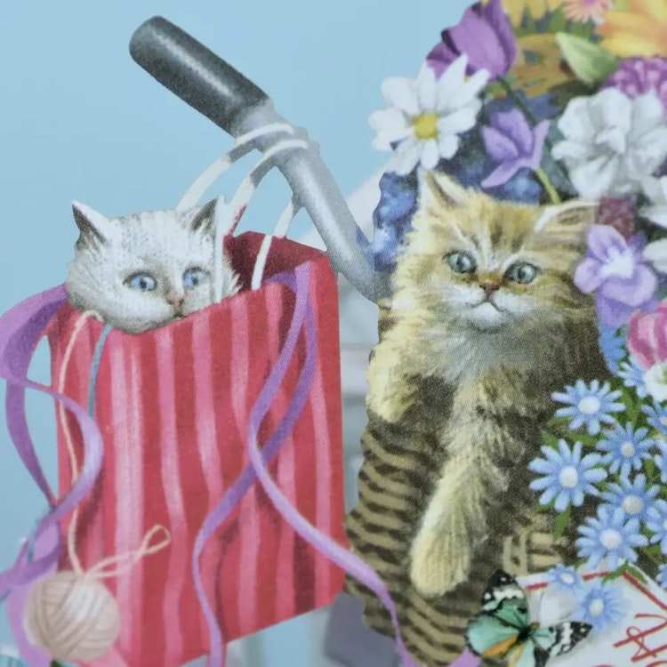 Kattungar vid cykeln (6 kort med kuvert)