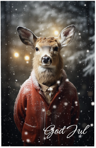 Dubbelt kort med kuvert - God Jul från skogen (6 kort)