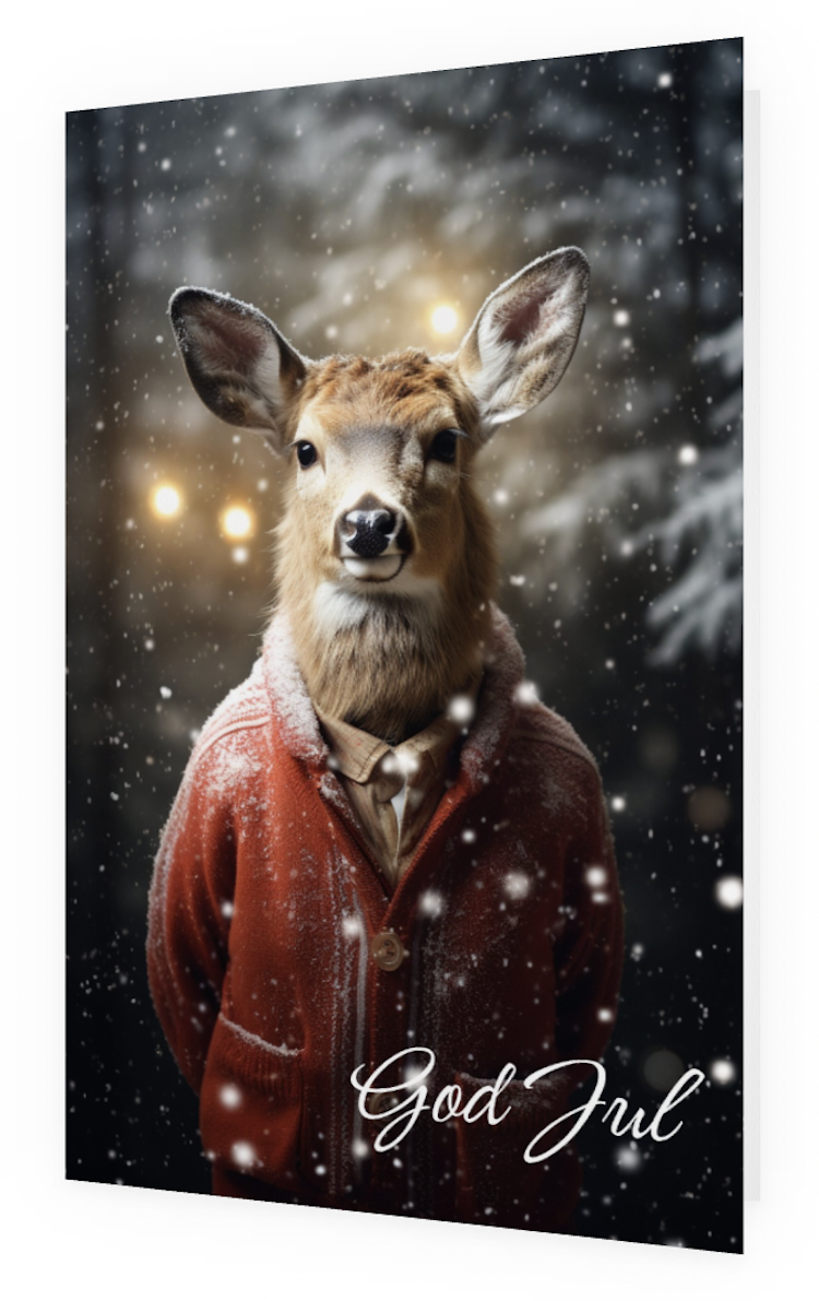 Dubbelt kort med kuvert - God Jul från skogen (6 kort)