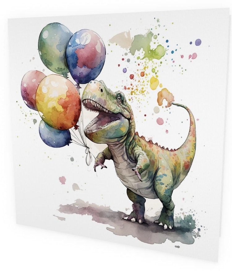 Kort med kuvert - Dinosauriegrattis (6 stycken)