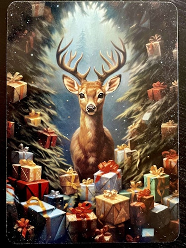 Enkelt kort - Hjort bland julklappar (10 stycken)