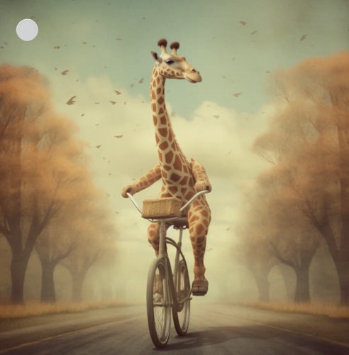 Litet kort utan kuvert - Cyklande giraff (10 stycken)
