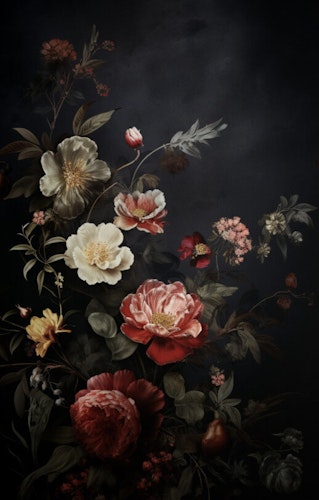 Dubbelt kort med kuvert - Blomsterdramatik (6 kort)