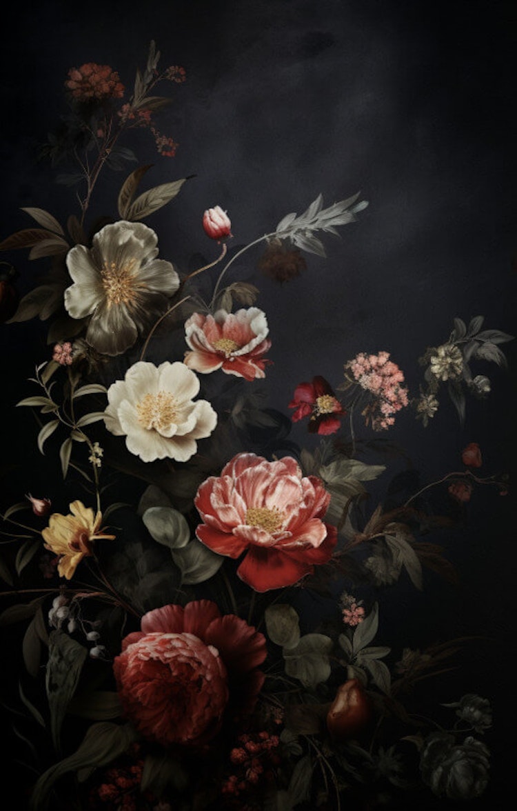 Dubbelt kort med kuvert - Blomsterdramatik (6 kort)