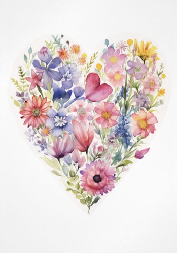 Enkelt Kort - Blomsterhjärtat (10 stycken)