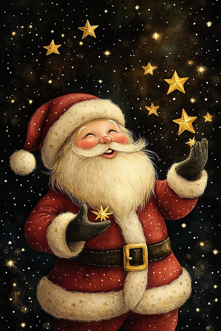 Enkelt julkort utan kuvert - Stjärnor till jul (10 kort)