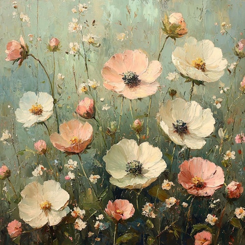 Litet kort utan kuvert - Milda blomster (10 stycken)