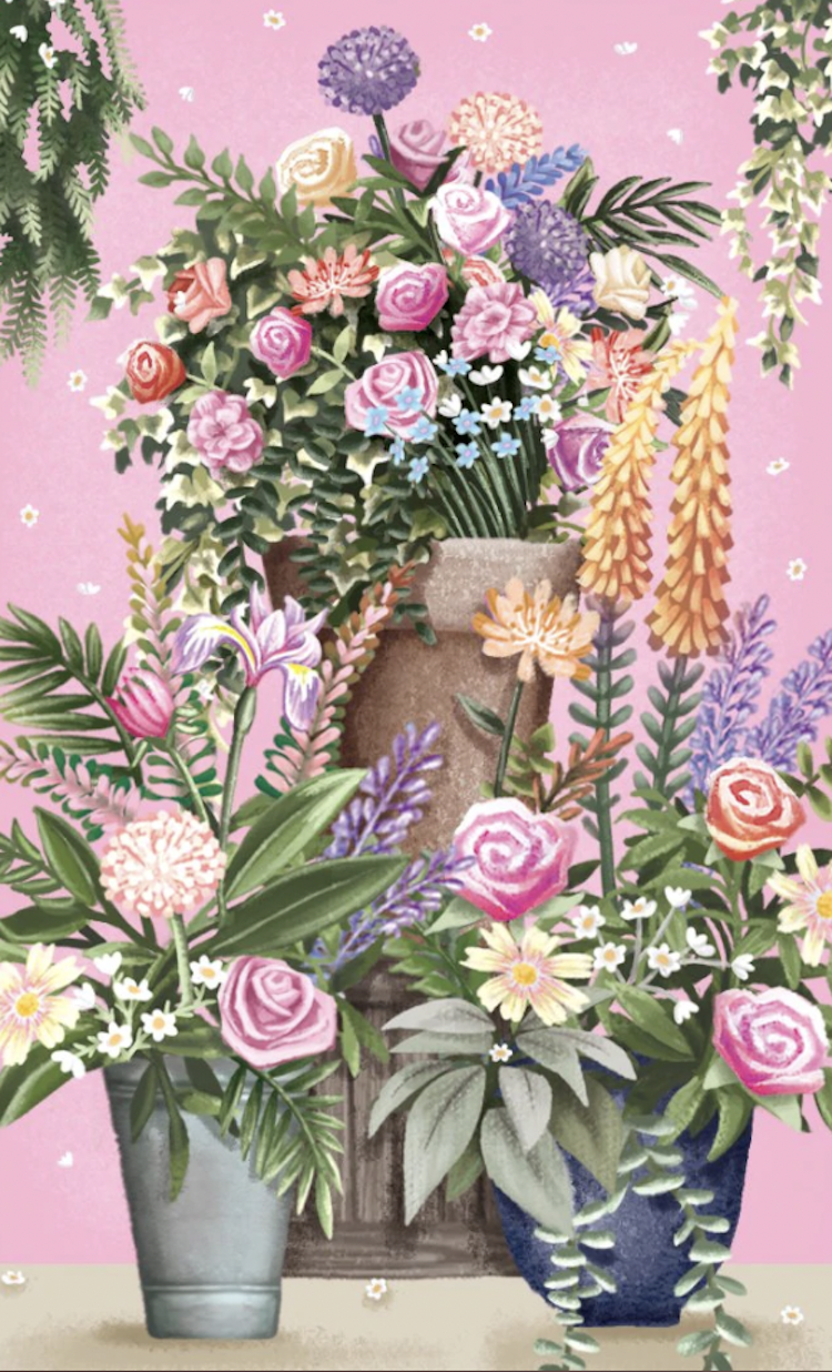 Blomsterbilen (6 kort med kuvert)