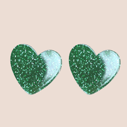 Gröna glittriga kärleks-studsen