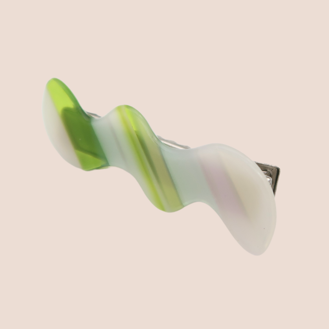 Vågiga lill-clips #grönvit