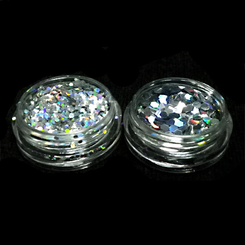 Glitter flakes duo, silver
