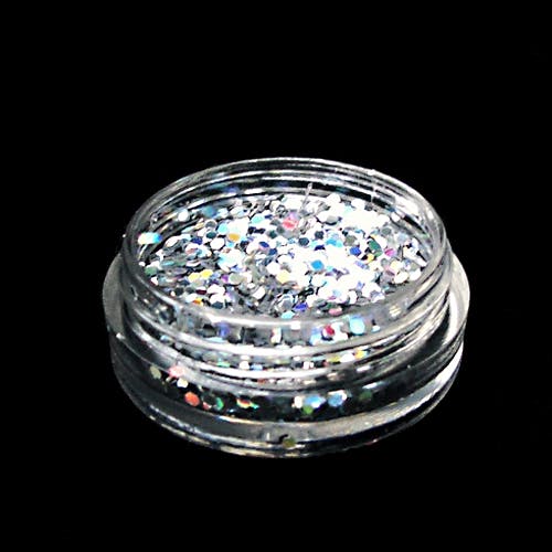 Glitter flakes 1mm, silver
