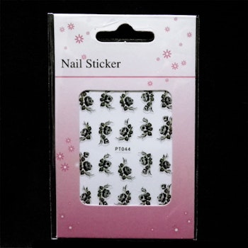 Svarta nagelstickers, PT044 rosor