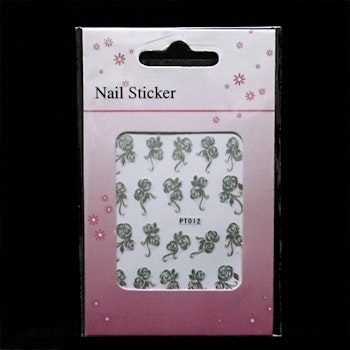 Nagelstickers silver, PT012 rosor