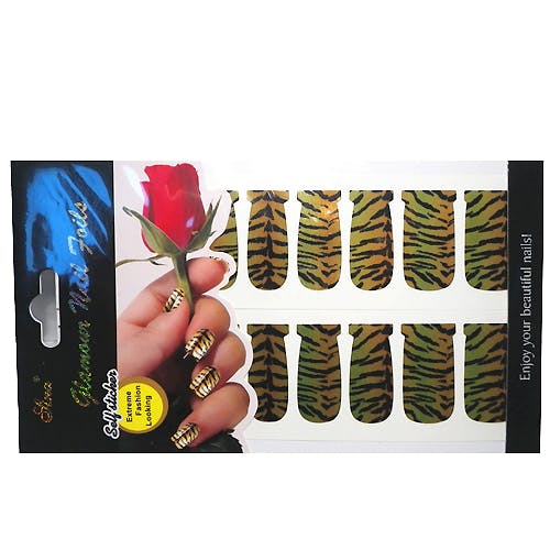 Fullcover nailstickers, GNF-213 tigermönstrade