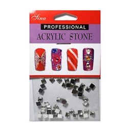 48 st rhinestones kvadrat 4 mm, silver