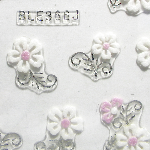 Nagelstickers vita, BLE366J blommor