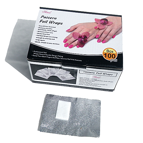 Remover Wraps Nail Foil, 100 st mönstrade