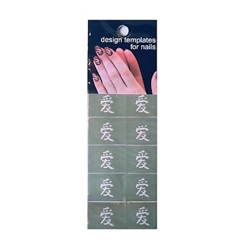 Mönsterschablon Nailart 10st, kinesiska tecken