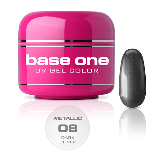 Base One Colour UV-Gel 5g metallic, 08 Dark Silver