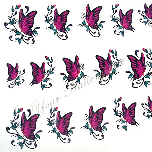 Nail tattoos blandade, BLE1399 fjärilar