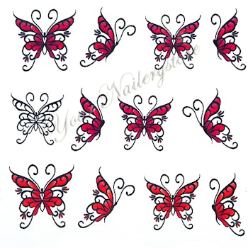 Nail tattoos blandade, BLE1390 fjärilar