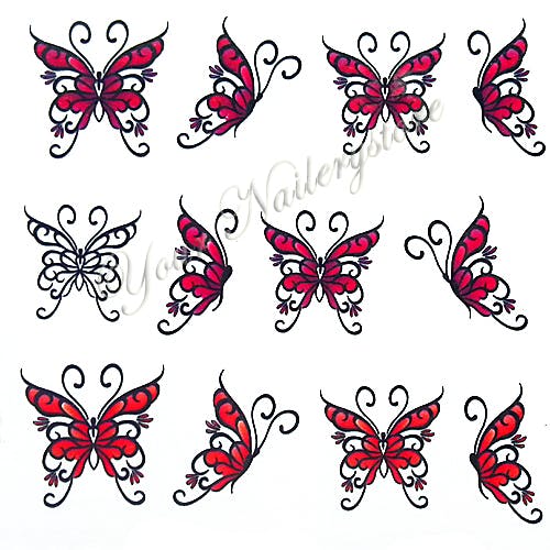Nail tattoos blandade, BLE1390 fjärilar