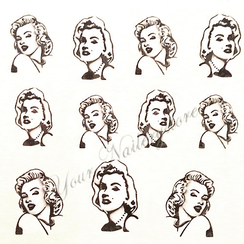 Nail tattoos svarta, BLE1988 Marilyn Monroe