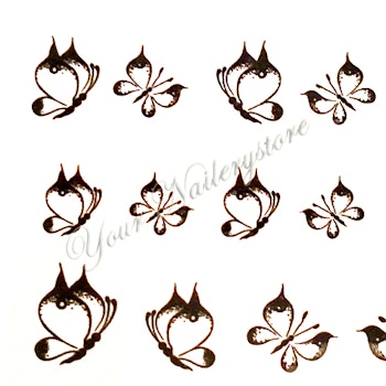 Nail tattoos svarta, BLE1991 fjärilar