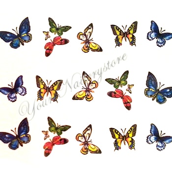 Nail tattoos blandade, BLE2014 fjärilar