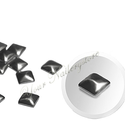 Metalldekorationer nailart kvadrater 5mm, silver