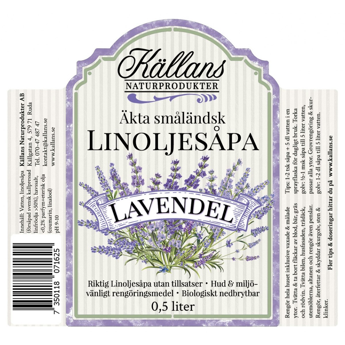 Linoljesåpa Lavendel Källans Naturprodukter
