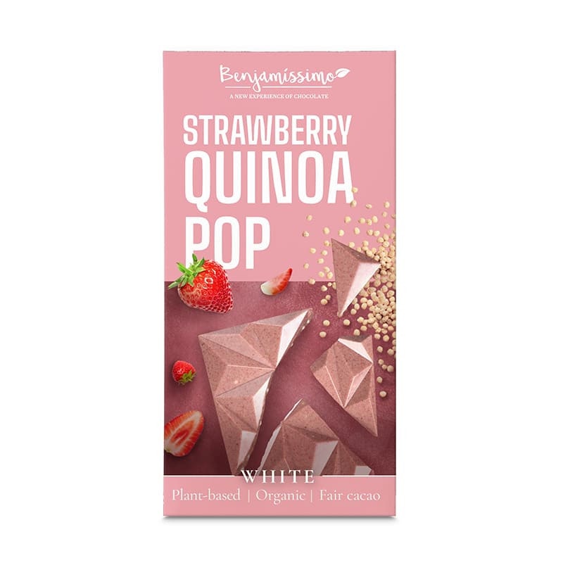 Vit Choklad Jordgubb & Puffad Quinoa Eko Vegan