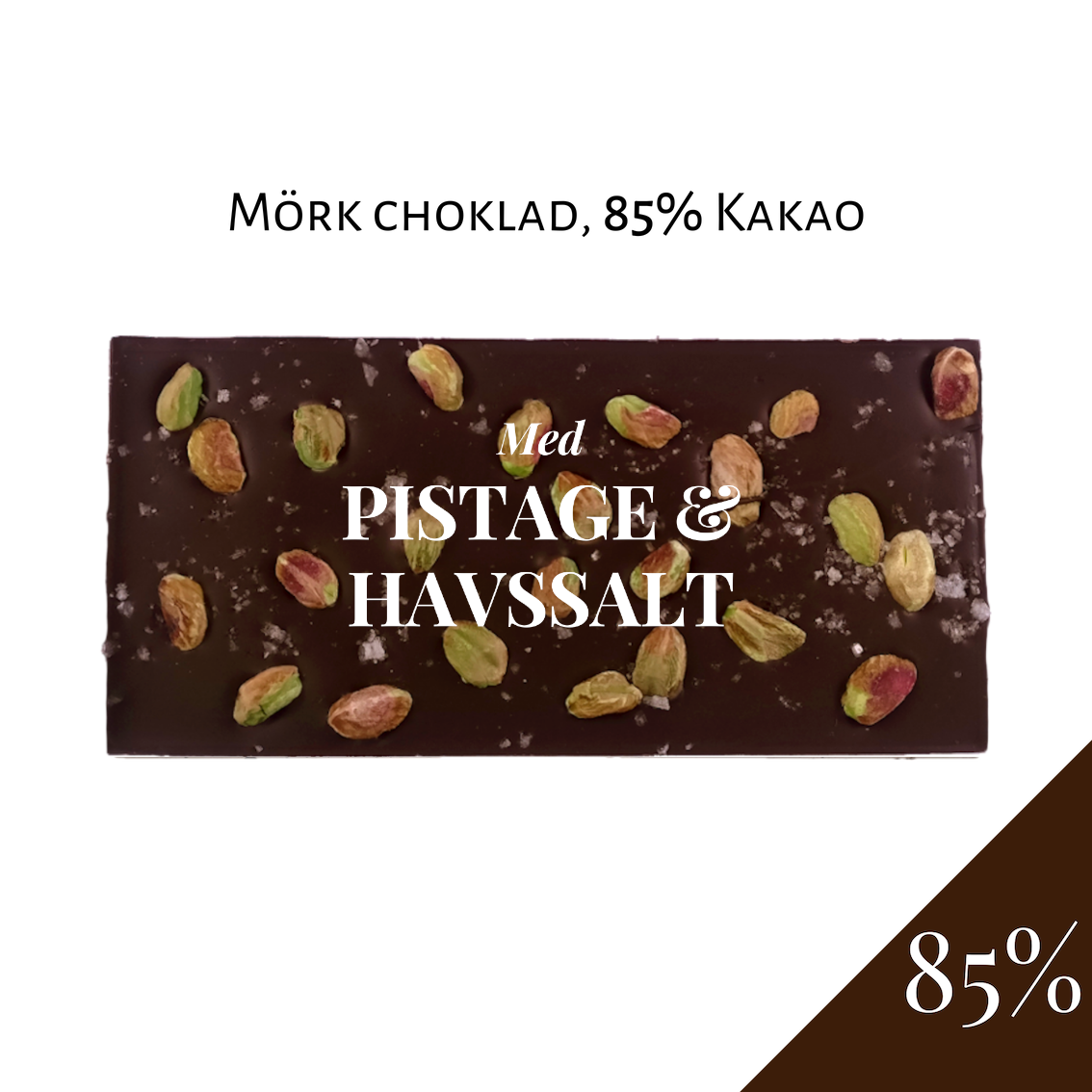 Pralinhuset - 85% Kakao - Pistage & Havssalt